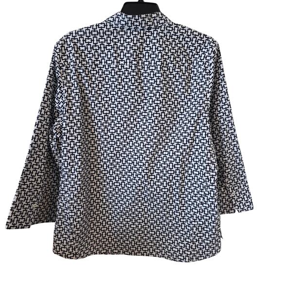 Foxcroft Womens Easy Care Geometric Print Blouse Black White Plus Size XXL - Picture 2 of 3